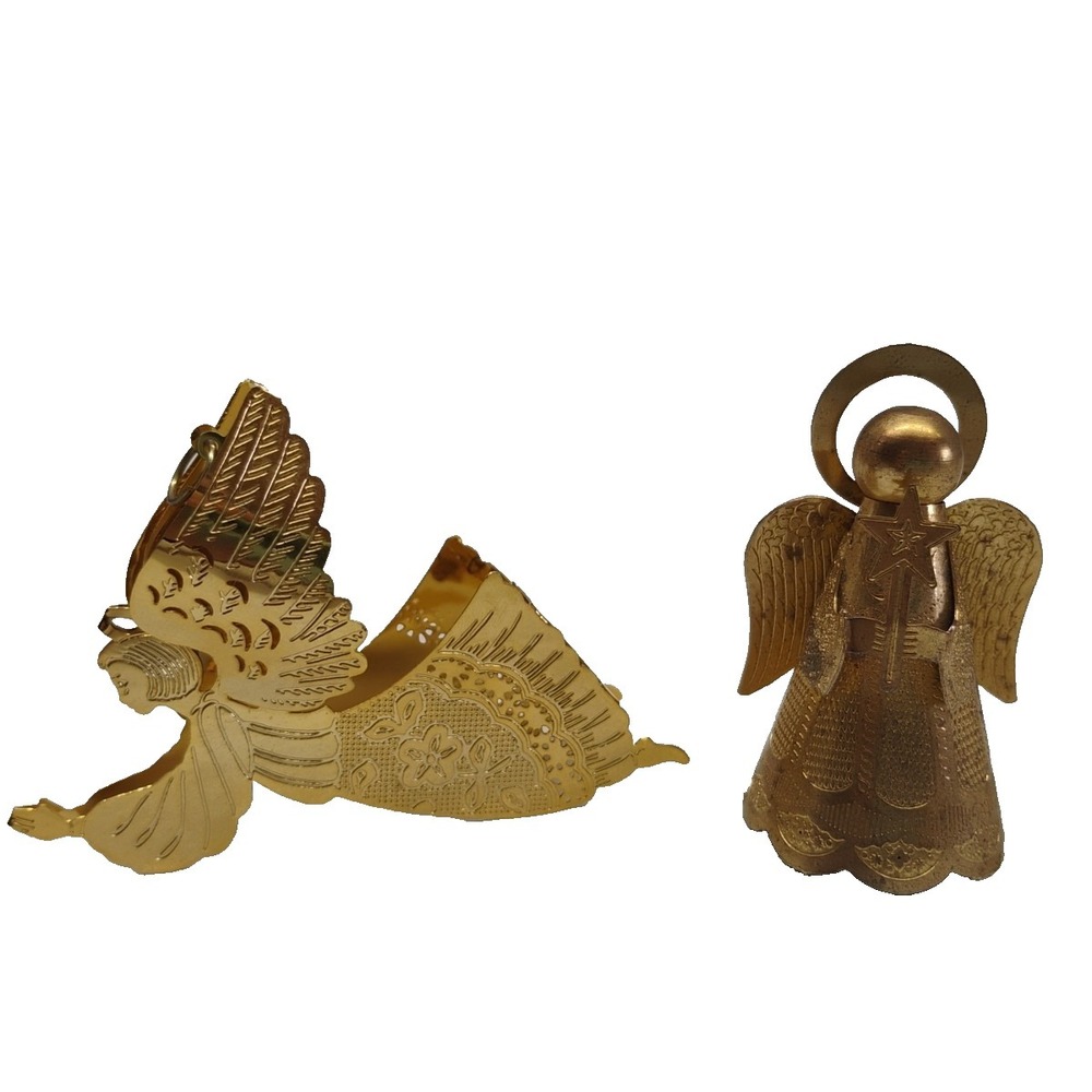Hallmark 1989 Brass Angel Christmas Ornament & Vintage Figurine